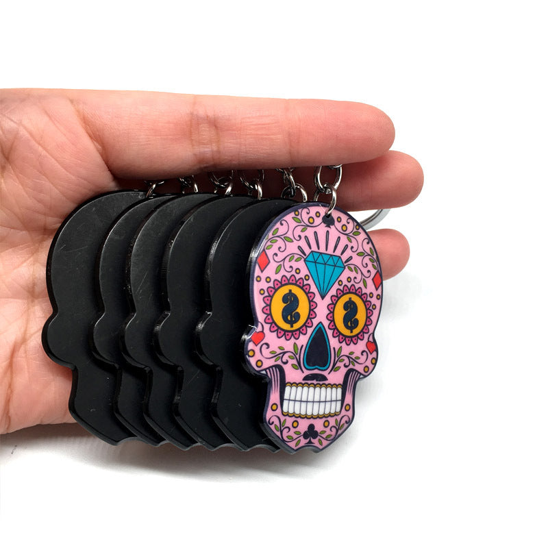 Wholesale Acrylic Halloween Mexican Skull Keychain